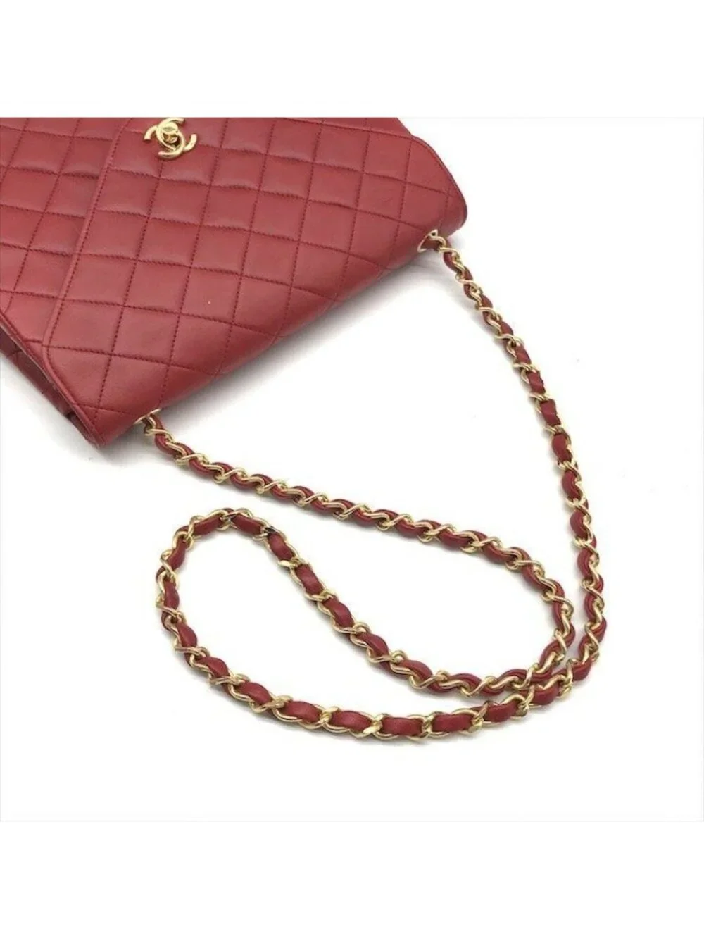 Chanel CC Logo Quilted Chain Shoulder Bag Turnlock Leather
